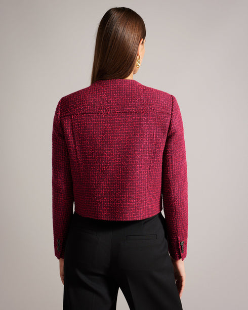 PENNIO-Jackets-Crafted from a luxurious wool blend with a captivating boucle texture, the PENNIO jacket is a true embodiment of refined fashion. With four front pockets, you have both convenience and style at your fingertips. Cropped jacket Boucle texture Wool blend Textured buttons Four front pockets Crew neck Long sleeves- Ted Baker Romania